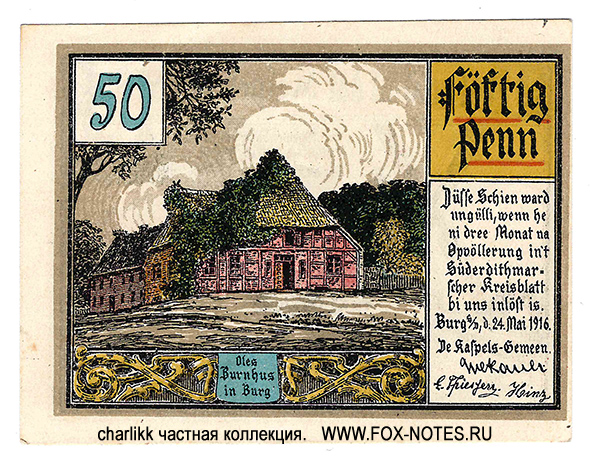 Burg in Süderdithmarschen 50 Pfennig 1921