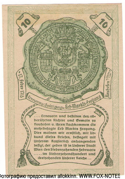 Markt Neuhofen a/ Ybbs, Niederösterreich 10 Heller 1920
