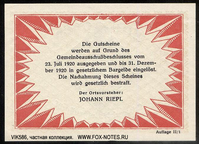 Ortsgemeinde Rothenbachl 50 Heller 1920