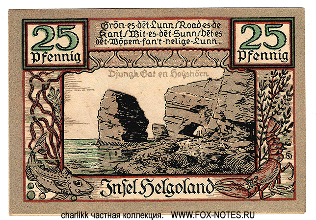 Spar- und Leihkasse der Landgemeinde Helgoland 25 Pfennig 1921