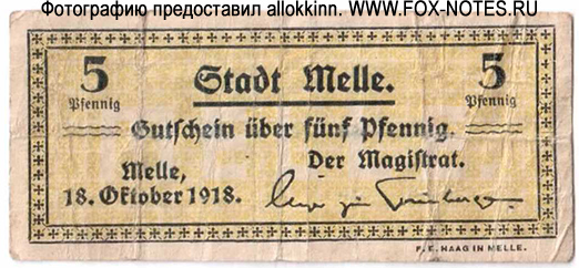 Stadt Melle 5 Pfennig 1918