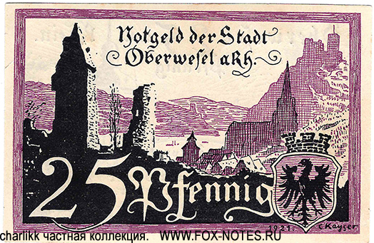 Notgeld der Stadt Oberwesel. 25 Pfennig. 18. März 1921.
