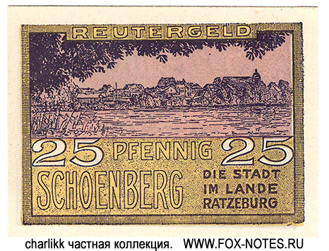 Stadt Schönberg 25  Pfennig 1921.