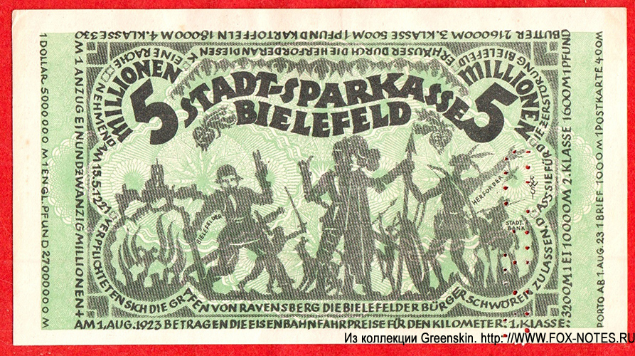 Stadt Sparkasse Bielefeld 3 Millionen Mark 1923