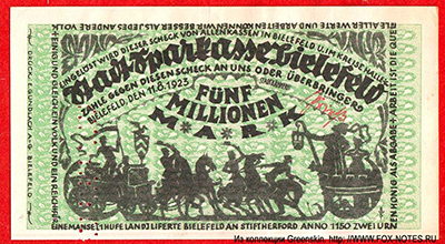 Stadt Sparkasse Bielefeld 5 Millionen Mark 1923