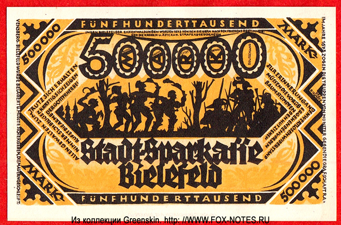 Stadt Sparkasse Bielefeld 500000 Mark 1923