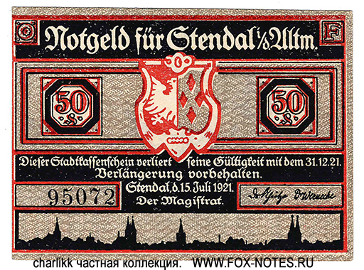 Stadt Stendal 50 Pfennig 1921