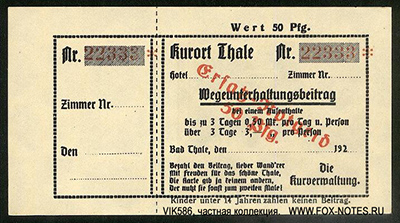 Stadt Thale a. Harz Ersatz-Notgeld. 50 Pfennig 1921