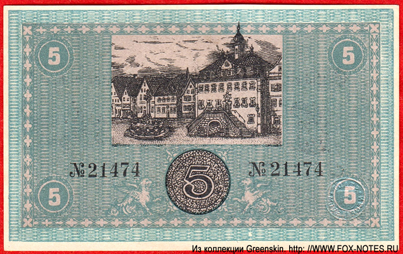 Stadtgemeinde Neckarsulm 5 Mark 1918