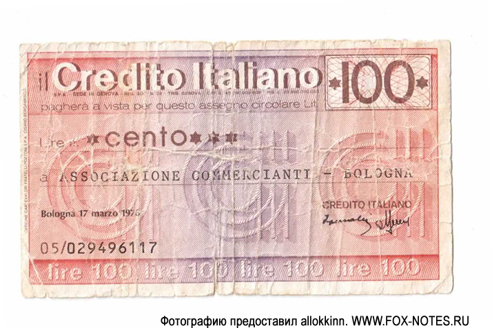 Credito Italiano 100  1976