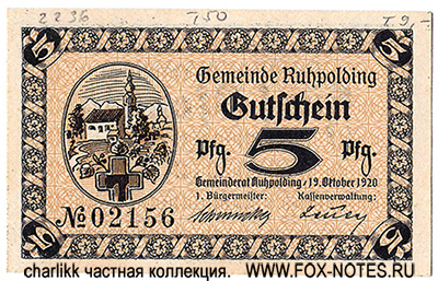 Gemeinde Ruhpolding 5 Pfennig 1920