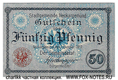 Stadtgemeinde Neckargemünd 50 Pfennig 1917