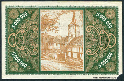 Gemeinde Bensberg. Gutschein 5 Millionen Mark. 10. August 1923.