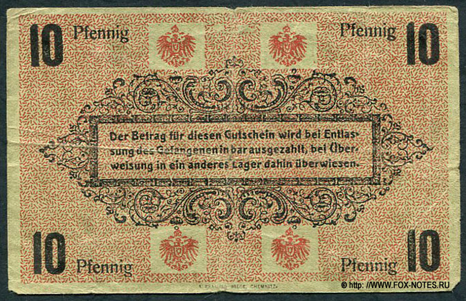 Deutsches Reich. Gefangenen-Lager Chemnitz. 10 Pfennig