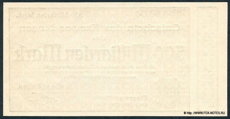 Kreises Bingen. Gutschein des Kreises Bingen. 5. November 1923.