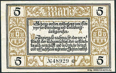 Stadtgemeinde Freiburg im Breisgau 5 Mark 1918