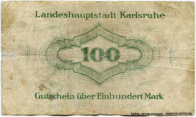 Landeshauptstadt Karlsruhe 100 mark 1920