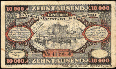 Landeshauptstadt Karlsruhe 10000 mark 1923