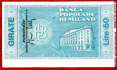 BANCA POPOLARE DI MILANO 50  1977