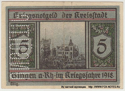 Stadt Bingen 5 mark 1919