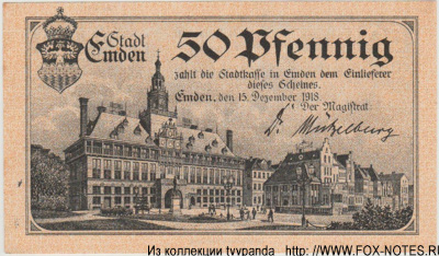 Stadtkasse Emden 50 pfennig 15. Dezember 1918.
