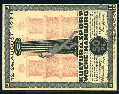 Kultur und Sport- Woche Hamburg 50 pfennig 1921