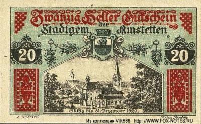 Stadtgemeinde Amstetten 20 Heller 1920