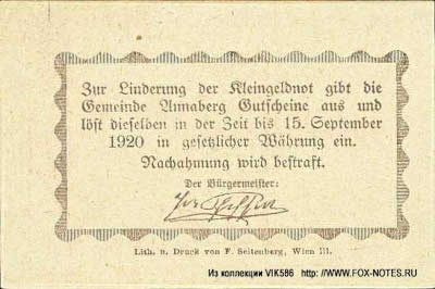 Gemeinde Annaberg 20 Heller 1920