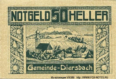 Gemeinde Diersbach 50 Heller 1920 Notgeld