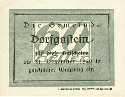 Gemeinde Dorfgastein 60 Heller 1920