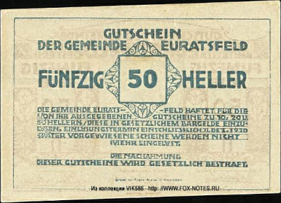 Gemeinde Euratsfeld 50 heller 1920 notgeld