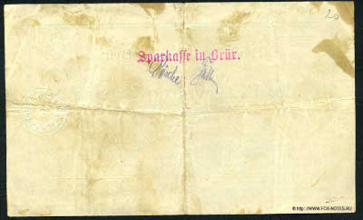 Stadt und Bezirk Brüx Note 20 Kronen 1918