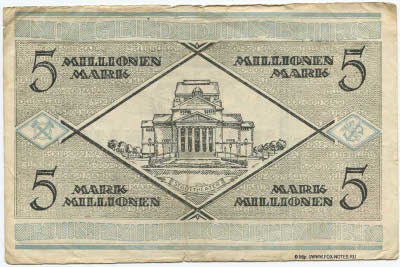 Stadt Duisburg Notgeld 5 000 000 Mark 1923