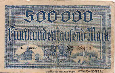 Notgeldschein der Stadt Meerane. 8. August 1923. 500000 Mark