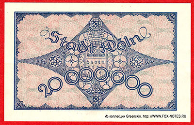 Stadt Köln 20 Millonen Mark 1923