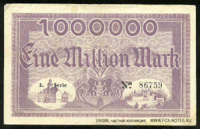 Notgeldschein der Stadt Meerane. 1000000 Mark 1923.