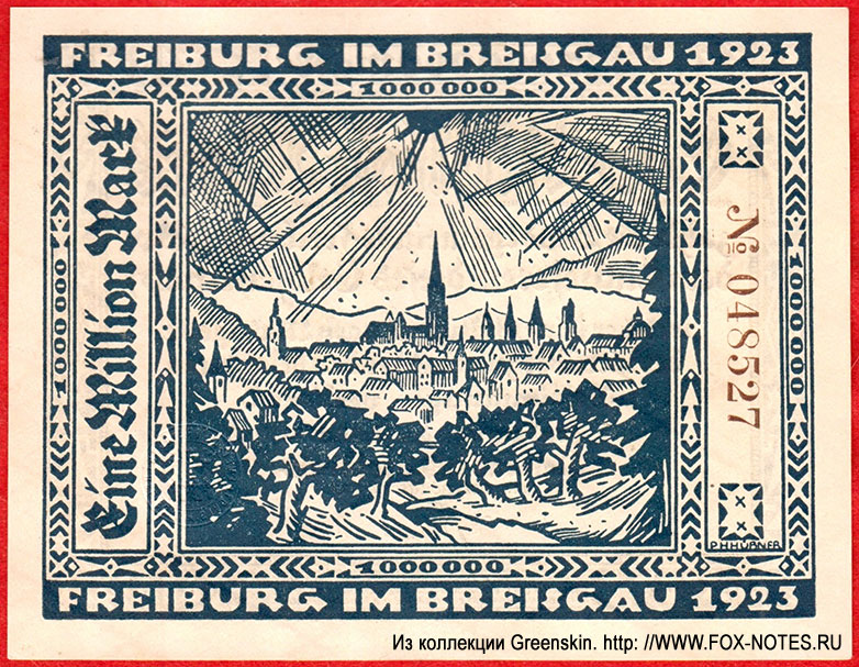 Stadtgemeinde Freiburg im Breisgau 1 Million Mark 1923