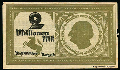 Provinzialverband der Provinz Westfalen, Münster  2000000 Mark 1923