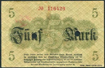 Zwickau 5 Mark 1918 Notgeld