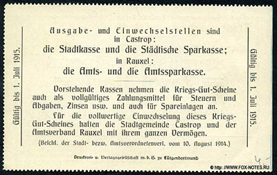 Stadt Castrop und Amtsverband Rauxel  2 mark 1914