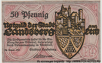 Notgeld der Stadt Landsberg. Januar 1920.