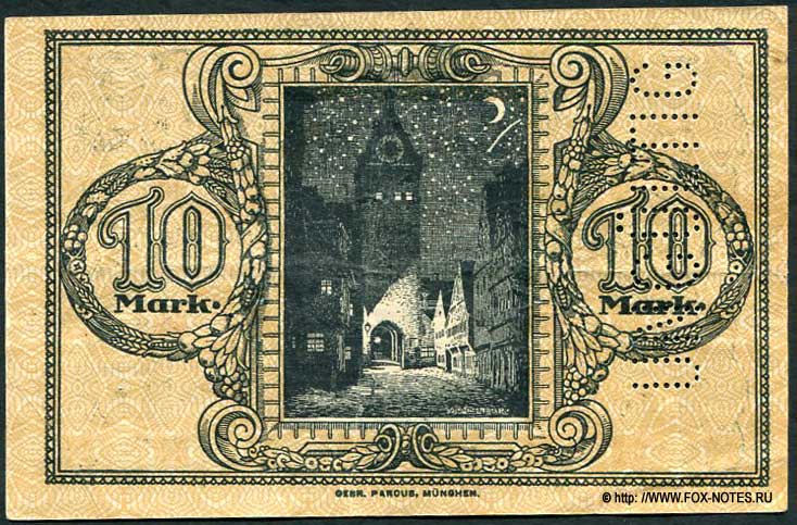 Stadt Memmingen Gutschein. 10 Mark. 1918.