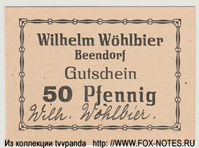 Wilhelm Wöhlbier, Beendorf 50 Pfennig