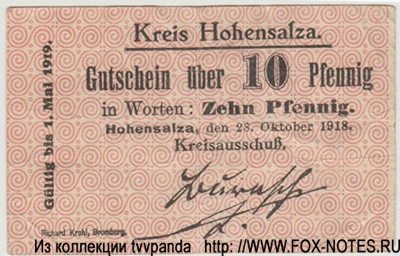 Kreis Hohensalza 10 Pfennig 1918 NOTGELD