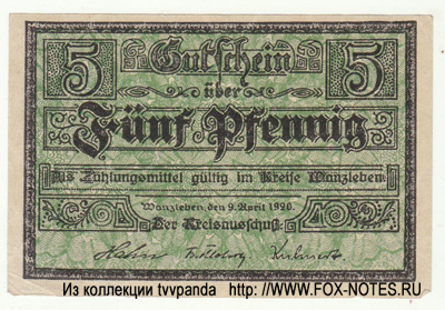 Stadt Wanzleben 5 Pfennig 1920 Notgeld