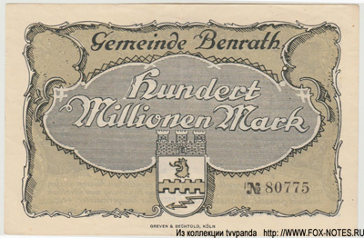 Gemeinde Benrath 10000000 Mark 1923