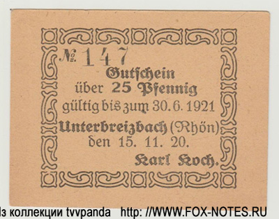 Unterbreizbach 20 Pfennig 1920