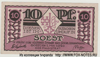 Stadt Soest 10 Pfennig 1920