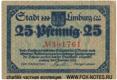 Stadt Limburg an der Lahn 25 Pfennig 1918 Notgeld