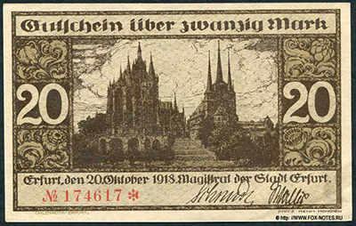 Stadt Erfurt 20 Mark. 1918.
